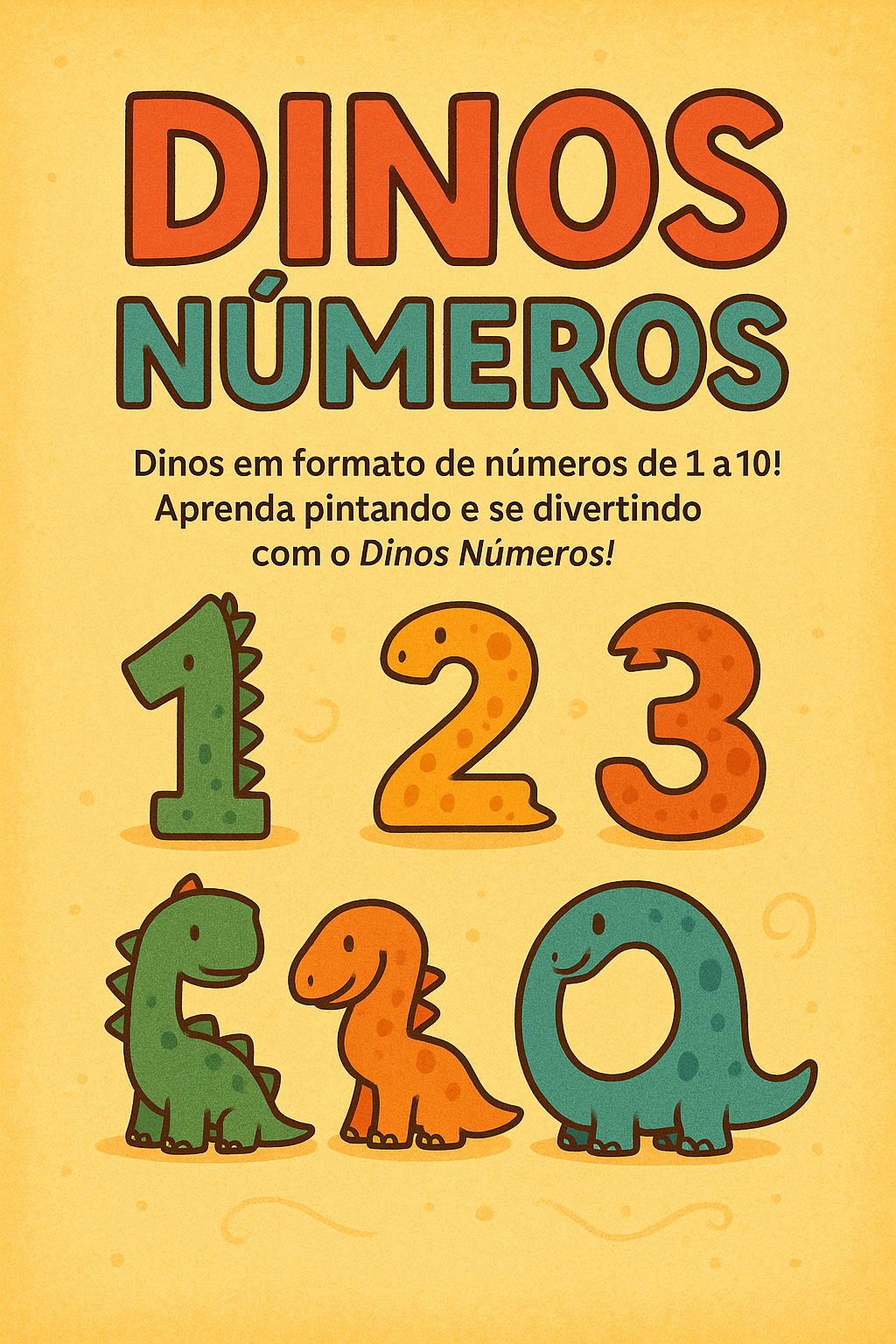 Caderno para Colorir - Dinos Números 🦕🎨